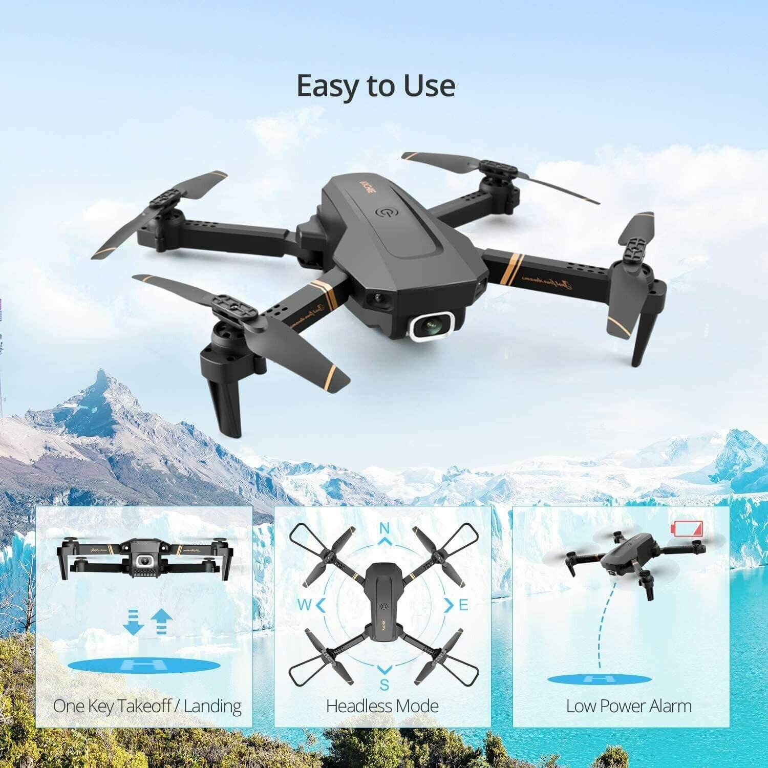 RC Quadcopter 4K HD Camera FPV Foldable Drone 6-axis Remote Control Copter for Kids Adult - Image 9