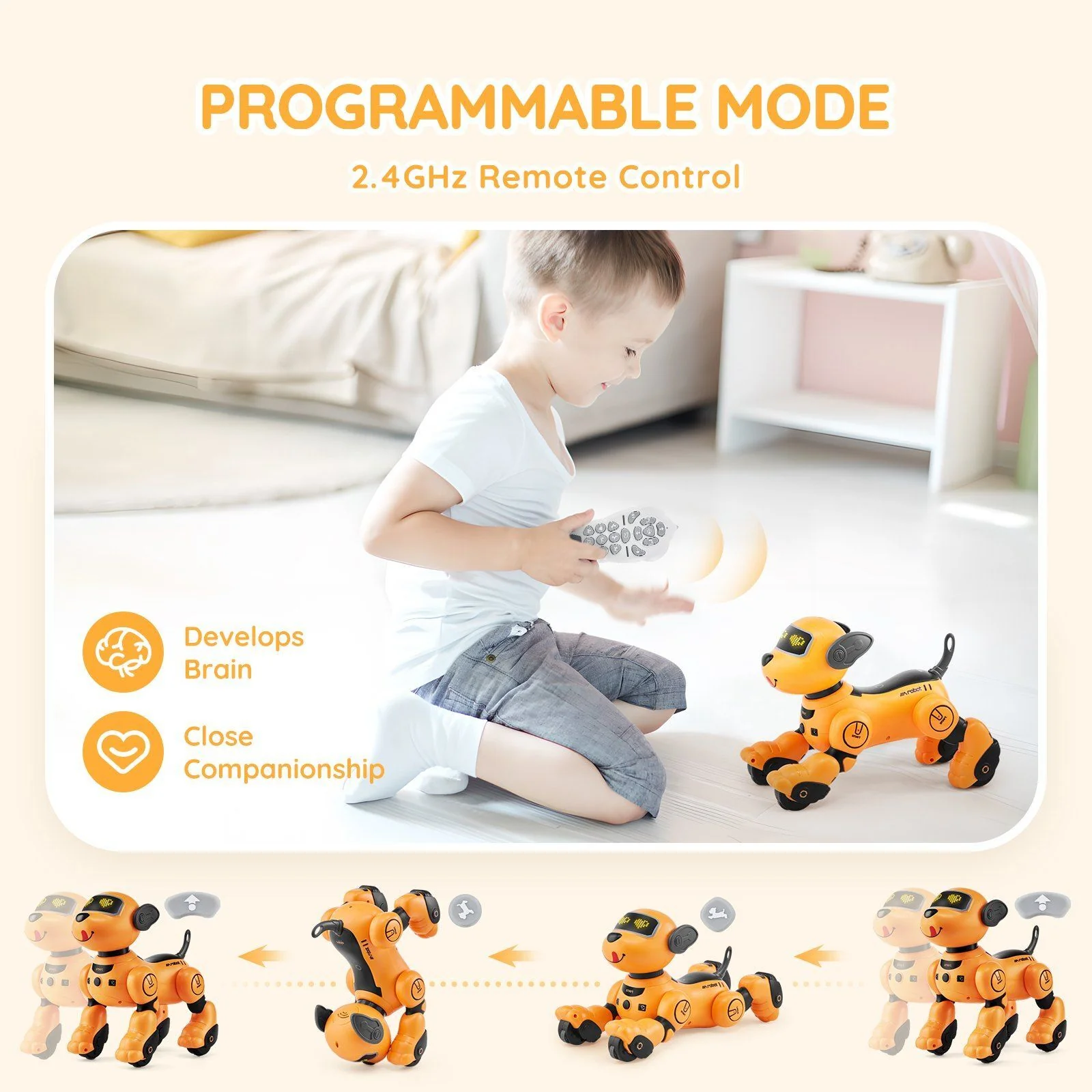 RC Robot Dog Talking Dancing Interactive Toy Touch Voice Remote Control Programmable Holiday Gift - Image 5