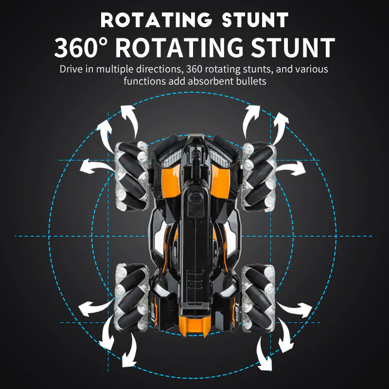 RC Water Bomb Car 360 Rotate Remote Control Stunt Tank Car with Light and Music - Image 3