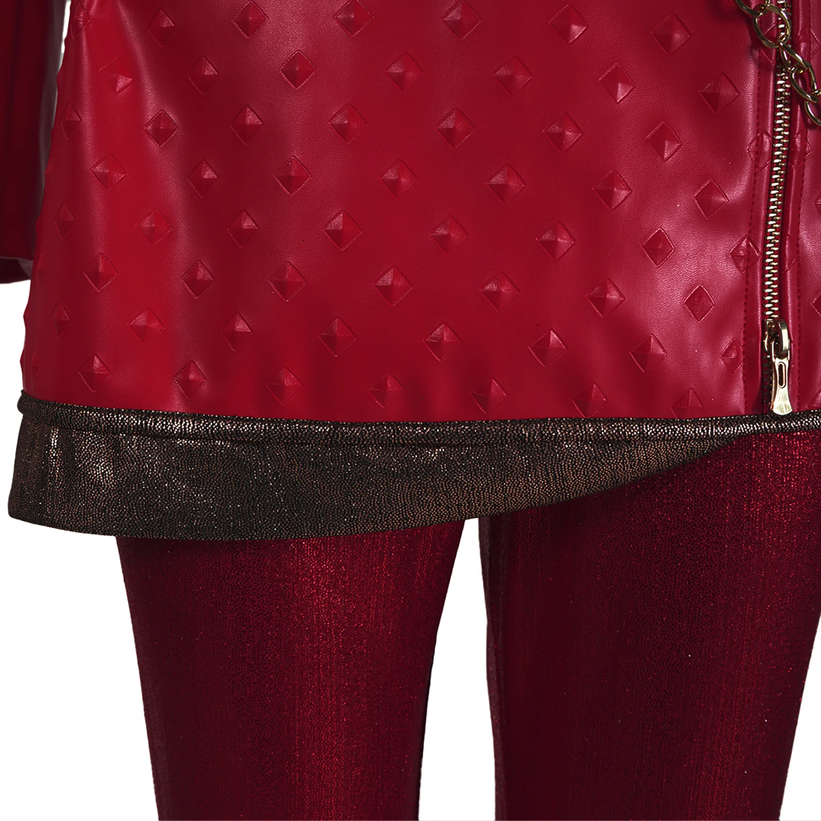 Red Princess Dress Descendents PU Leather Jacket Skirt and Pants Full Set for Girls Women Halloween Carnival - Image 12