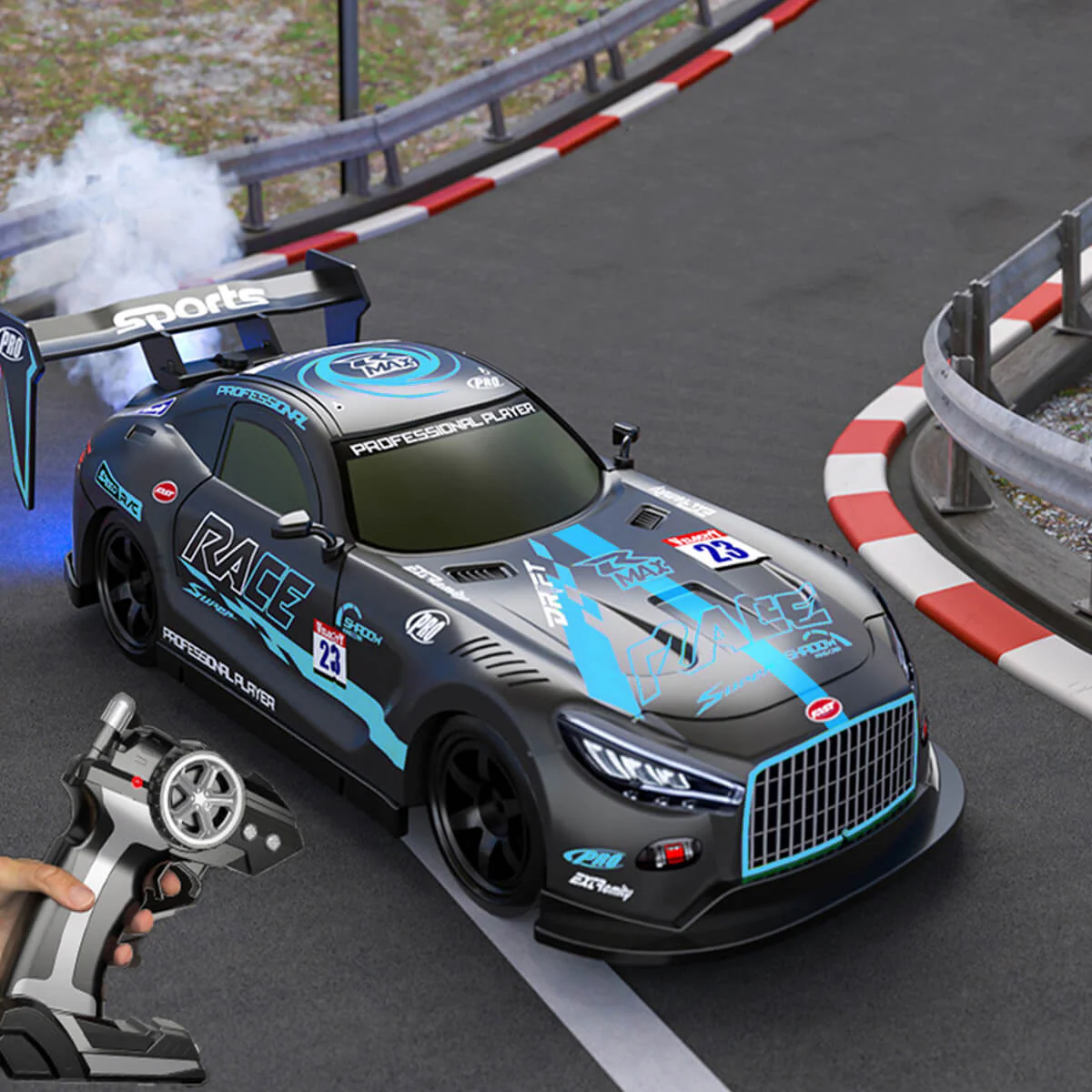 Remote Control Car RC Drift Car 4WD Electric Drift Racing Car with Light Music Spray for Kids - Image 3