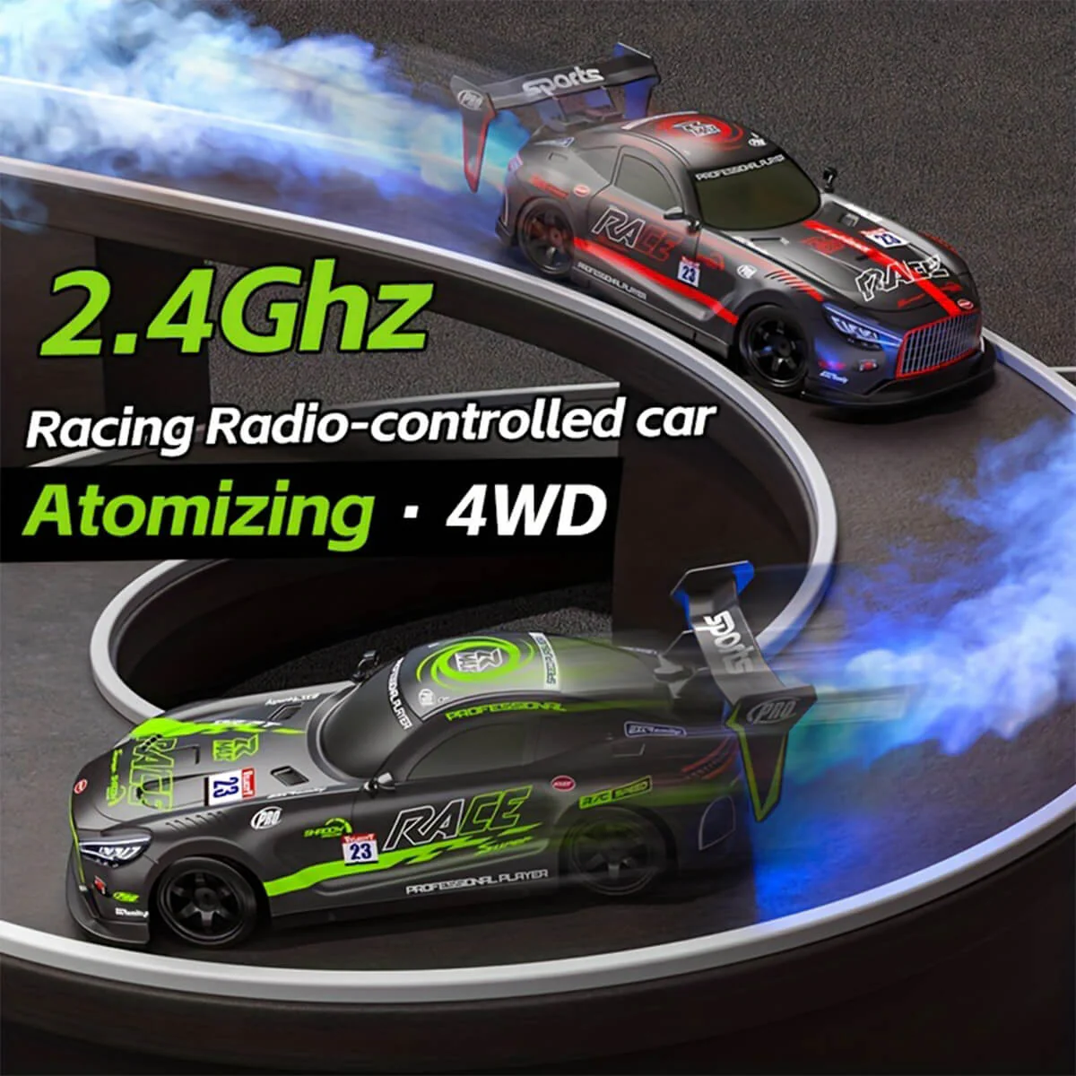 Remote Control Car RC Drift Car 4WD Electric Drift Racing Car with Light Music Spray for Kids - Image 4