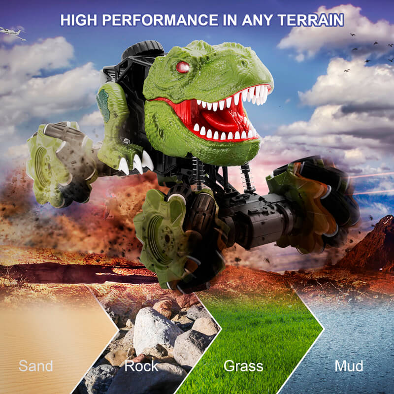 Remote Control Dinosaur Car Rechargeable T-Rex RC Car 360° Stunt Car with Music and Lights - Image 7