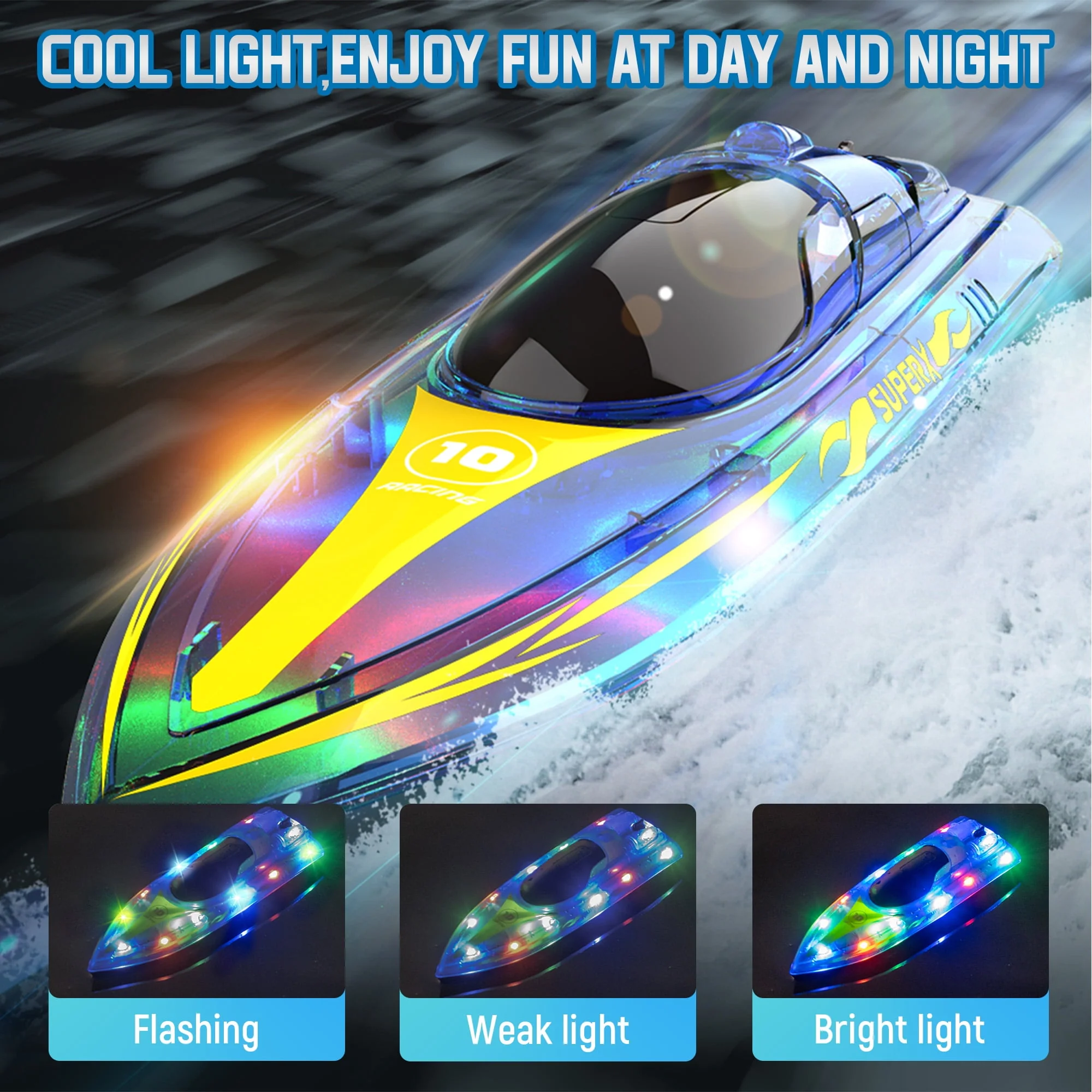 Remote Control Speedboat 15KM/H Waterproof Electric Colorful Boat Water Toy For Kids - Image 7