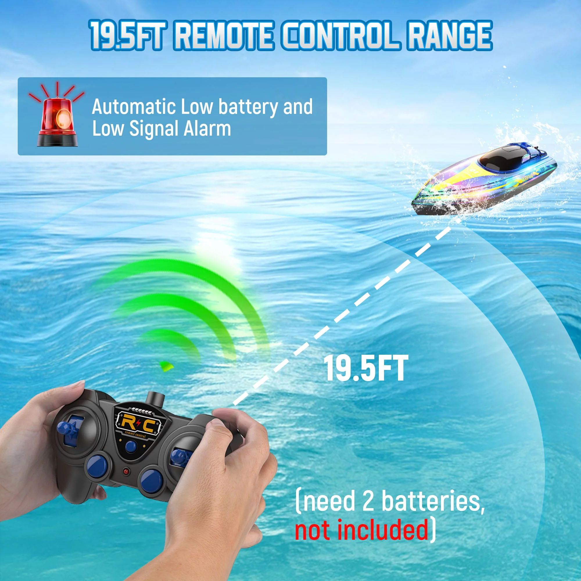 Remote Control Speedboat 15KM/H Waterproof Electric Colorful Boat Water Toy For Kids - Image 8
