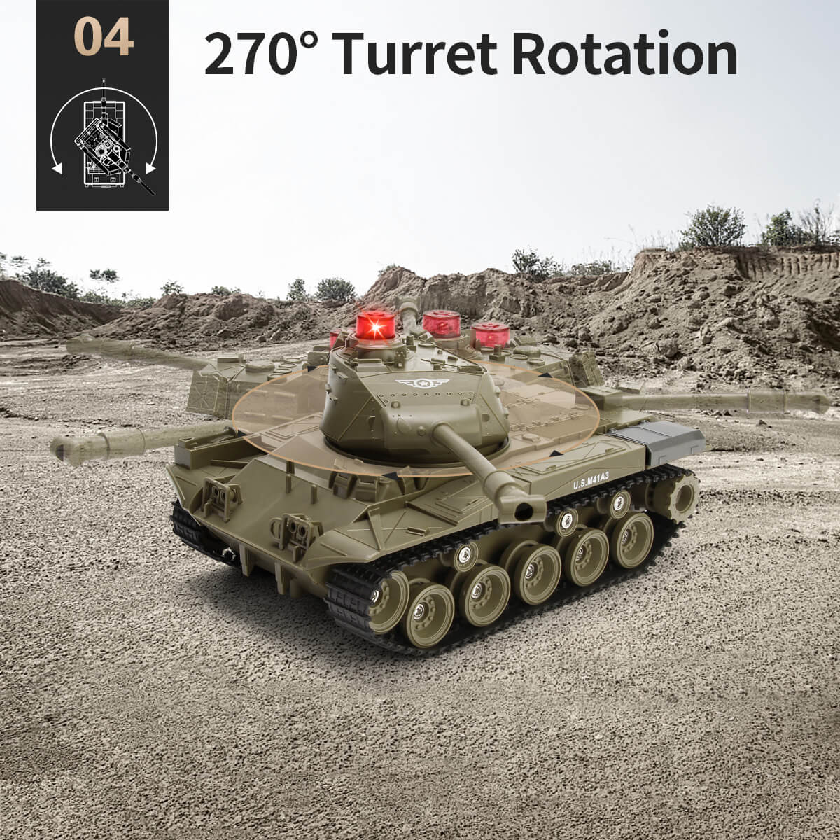 Remote Control Tank RC Vehicle Full-Function Stunt Car with Movable Turret for Kids - Image 7