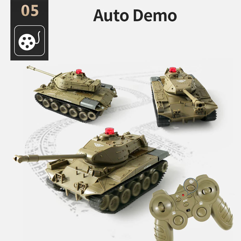 Remote Control Tank RC Vehicle Full-Function Stunt Car with Movable Turret for Kids - Image 8