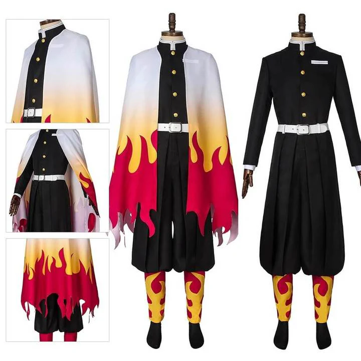 Rengoku Kyojurou Costume Halloween Kyoujurou Cosplay Outfit Full Set For Kids and Adult - Image 3