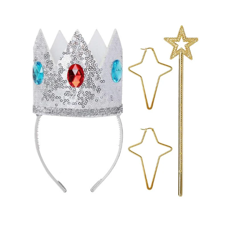 Rosalina Princess Costume Turquoise Satin Off-shoulder Ball Gown with Silver Star High Low Dress - Image 12