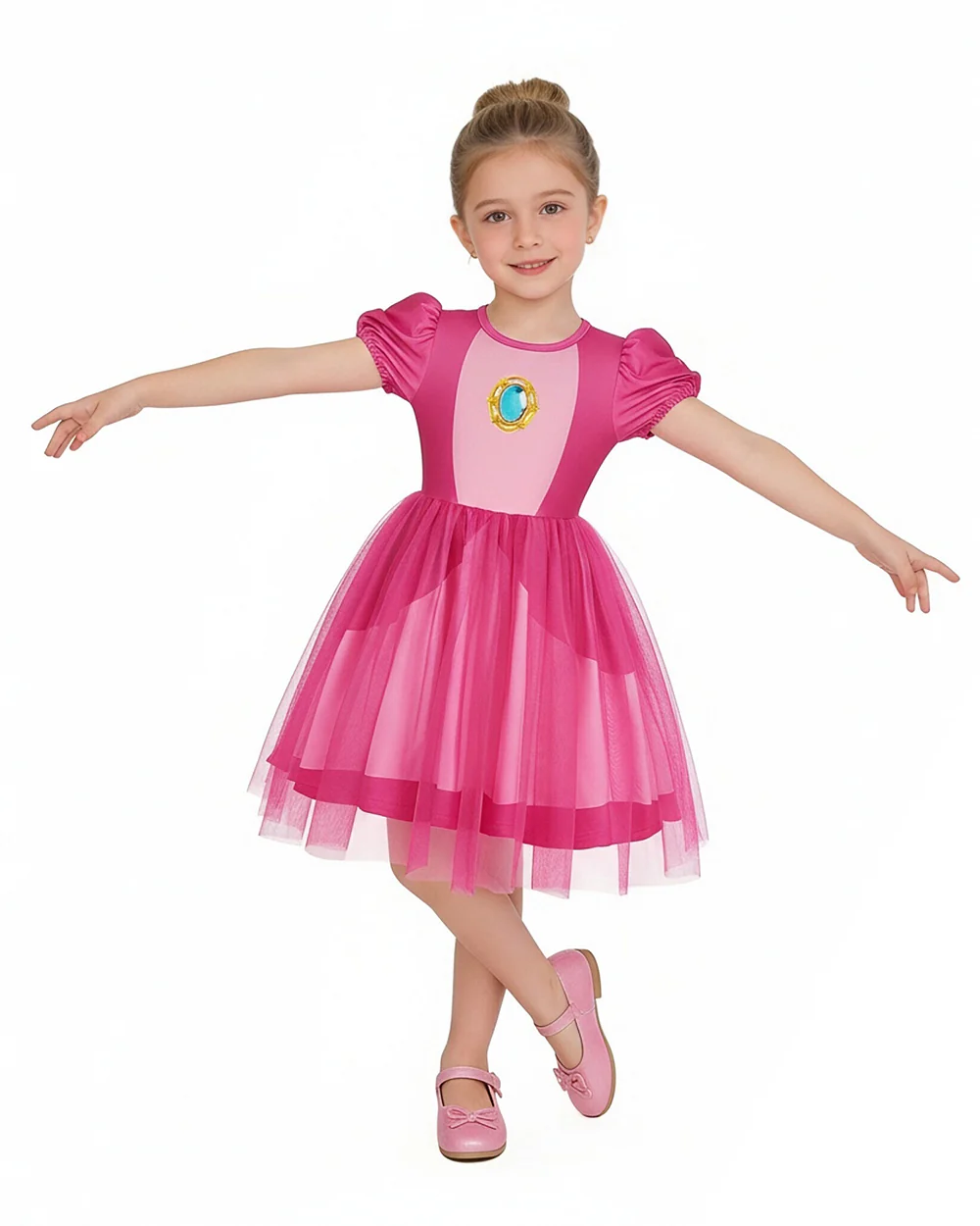 Rosalina Princess Dress Soft Multi-Layered Tulle Party Gown with Puffy Sleeves for Daily Wear - Image 4