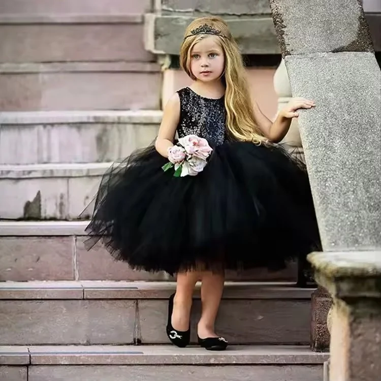 Toddler/ Baby Girls Bling Bling Sequin Tulle Flower Girl Dress Wedding Prom Birthday Party Dress - Image 3