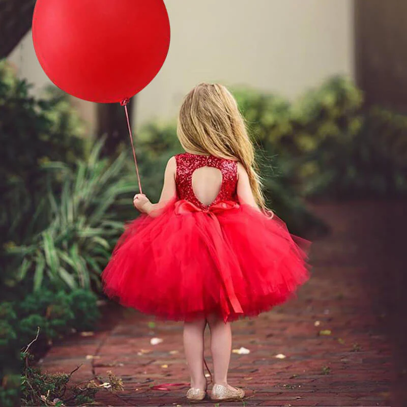 Toddler/ Baby Girls Bling Bling Sequin Tulle Flower Girl Dress Wedding Prom Birthday Party Dress - Image 7