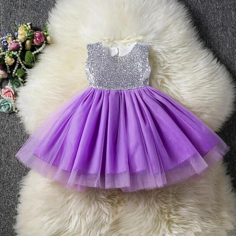 Toddler/ Baby Girls Bling Bling Sequin Tulle Flower Girl Dress Wedding Prom Birthday Party Dress - Image 9