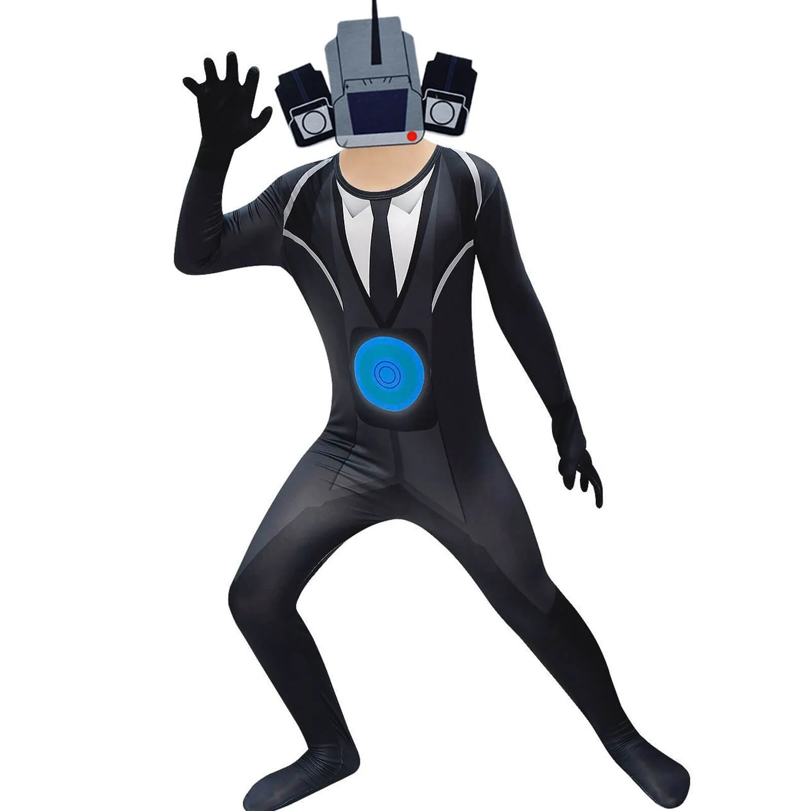 Kids Titan Cameraman Jumpsuit and Mask 2pcs Suit Cosplay Outfit for Halloween