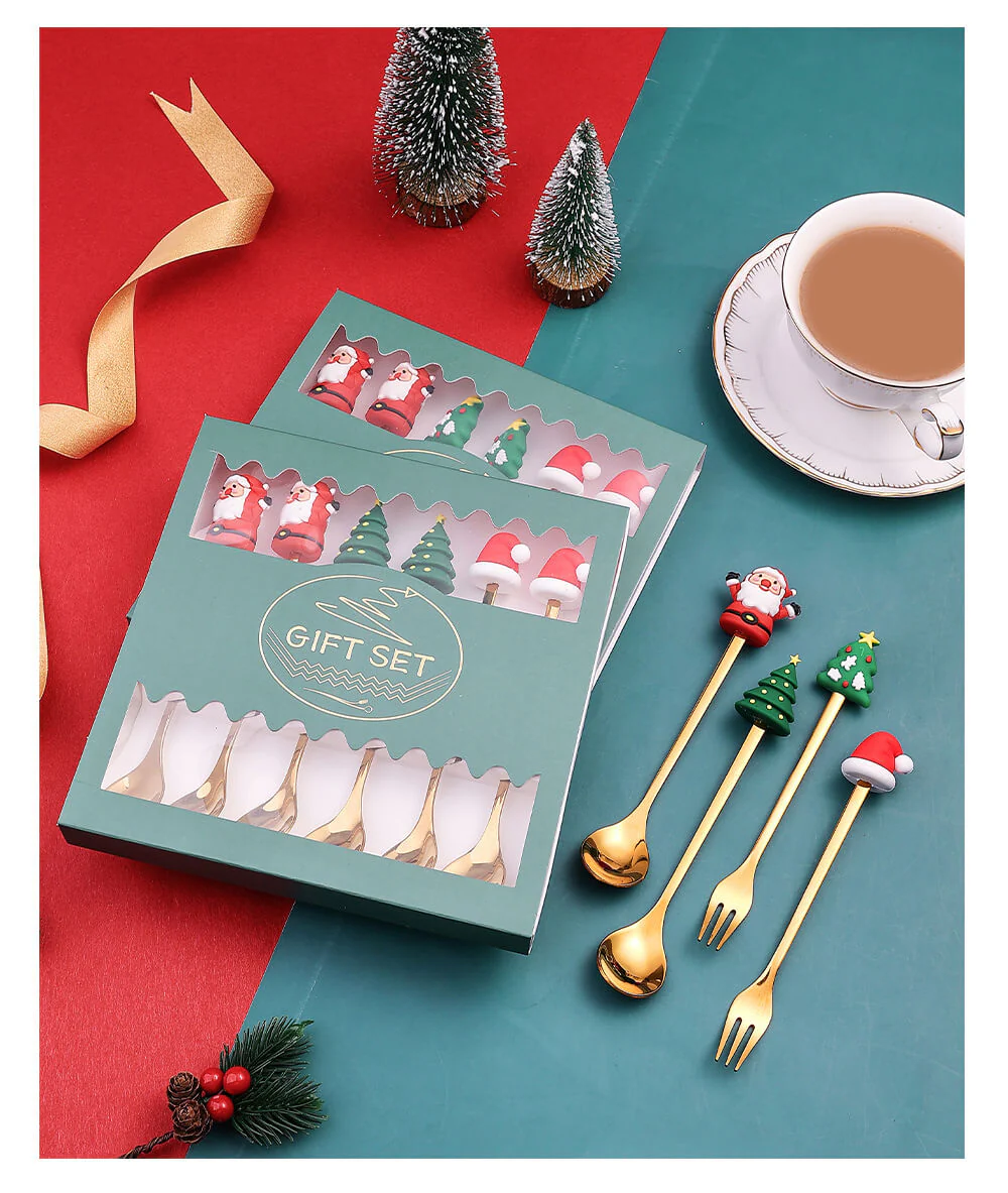Spoons and Forks Set for Christmas 6pcs Stainless Steel Funny Tableware Cooking Gifts for Mom - Image 5