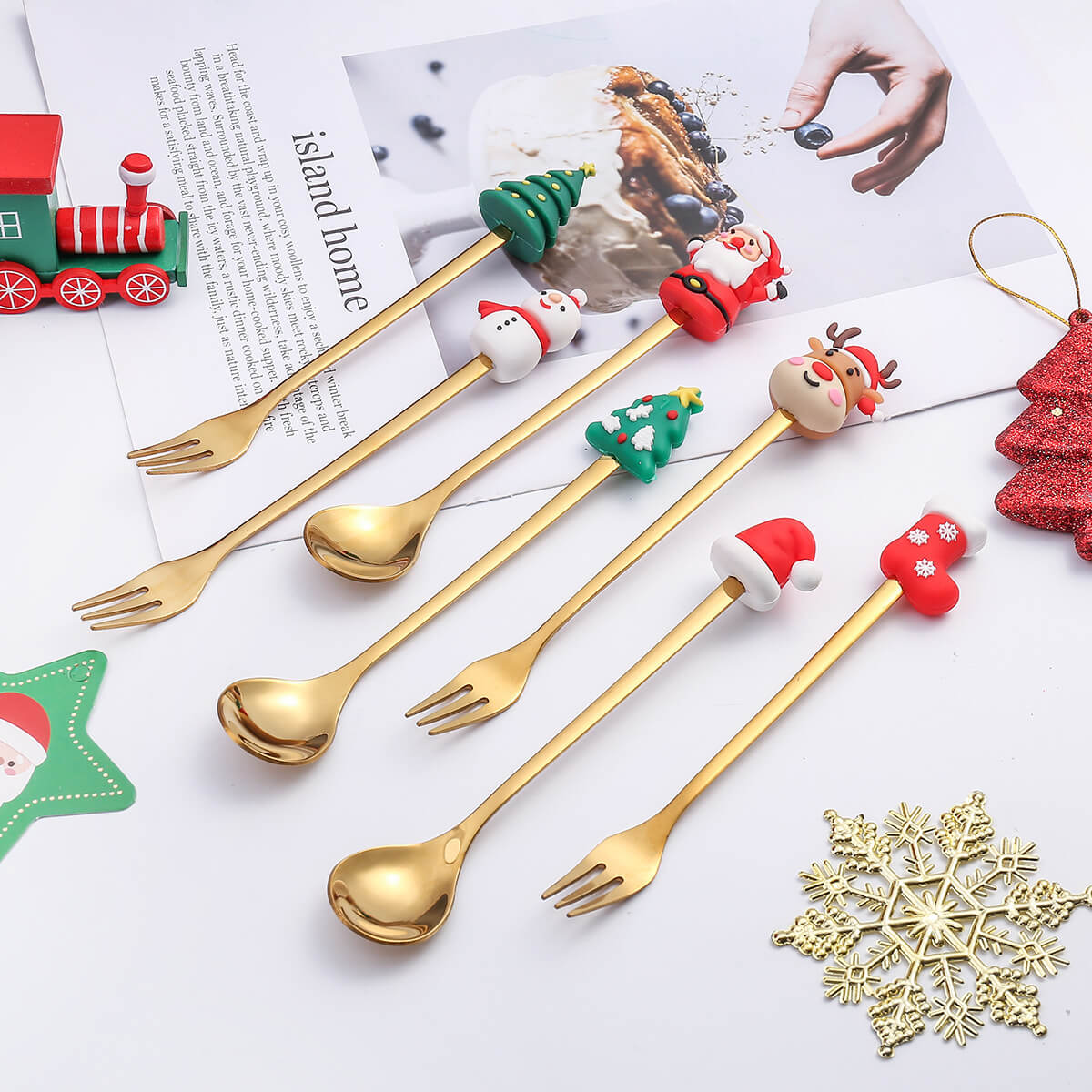 Spoons and Forks Set for Christmas 6pcs Stainless Steel Funny Tableware Cooking Gifts for Mom - Image 6