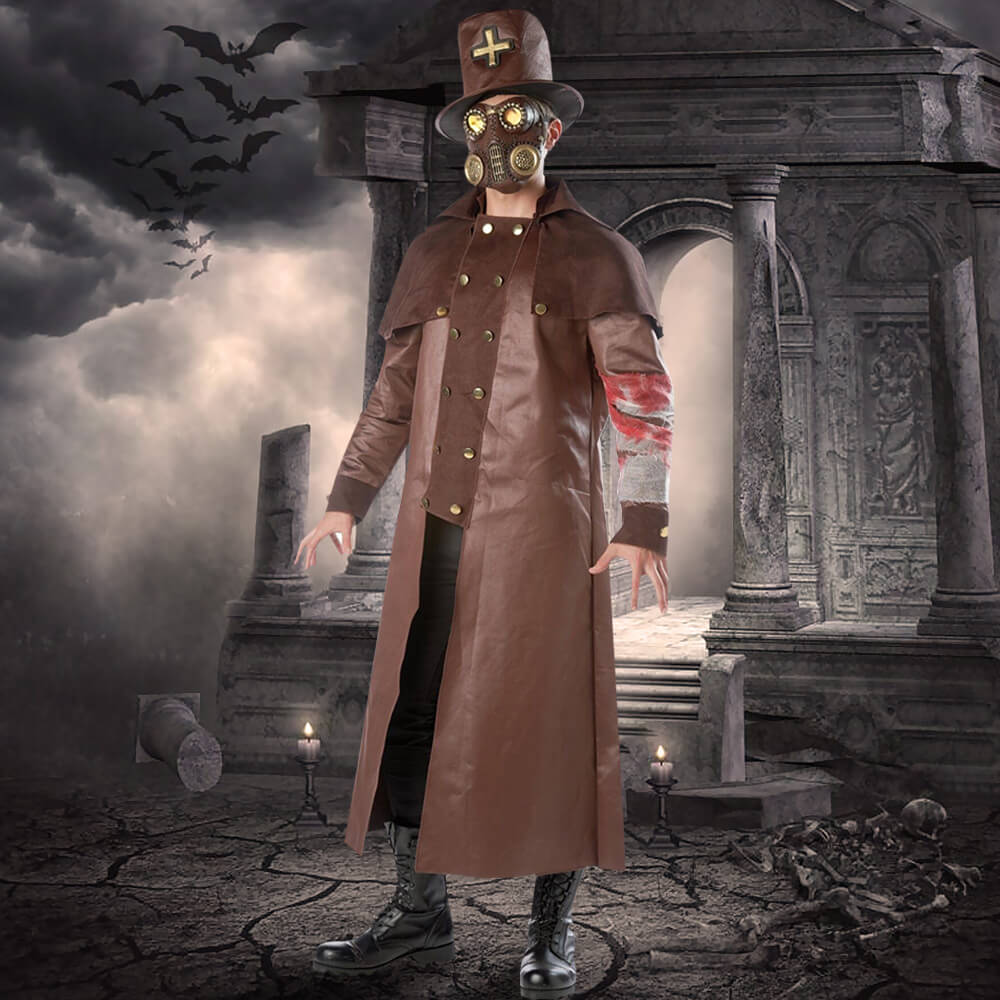 Plague Doctor Costume Halloween Steampunk Outfit for Women Men - Image 2