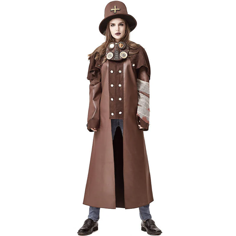 Plague Doctor Costume Halloween Steampunk Outfit for Women Men - Image 9