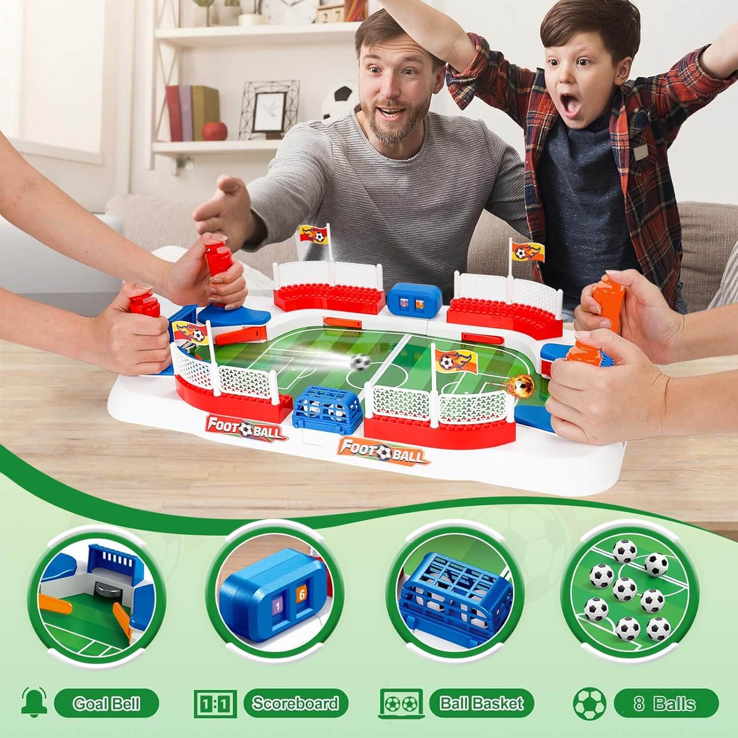 Mini Foosball Table Soccer Kids Football Board Game Parent-Child Football Toy for Kids 3+ and Adults - Image 2