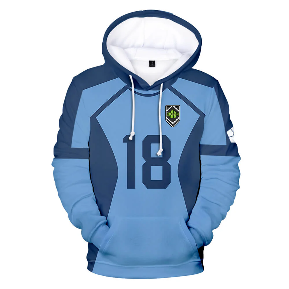 Teens Adult Blue Lock Hoodie Isagi Yoichi Plus Size Pullover Sweatshirt No.11 Sport Uniform - Image 16