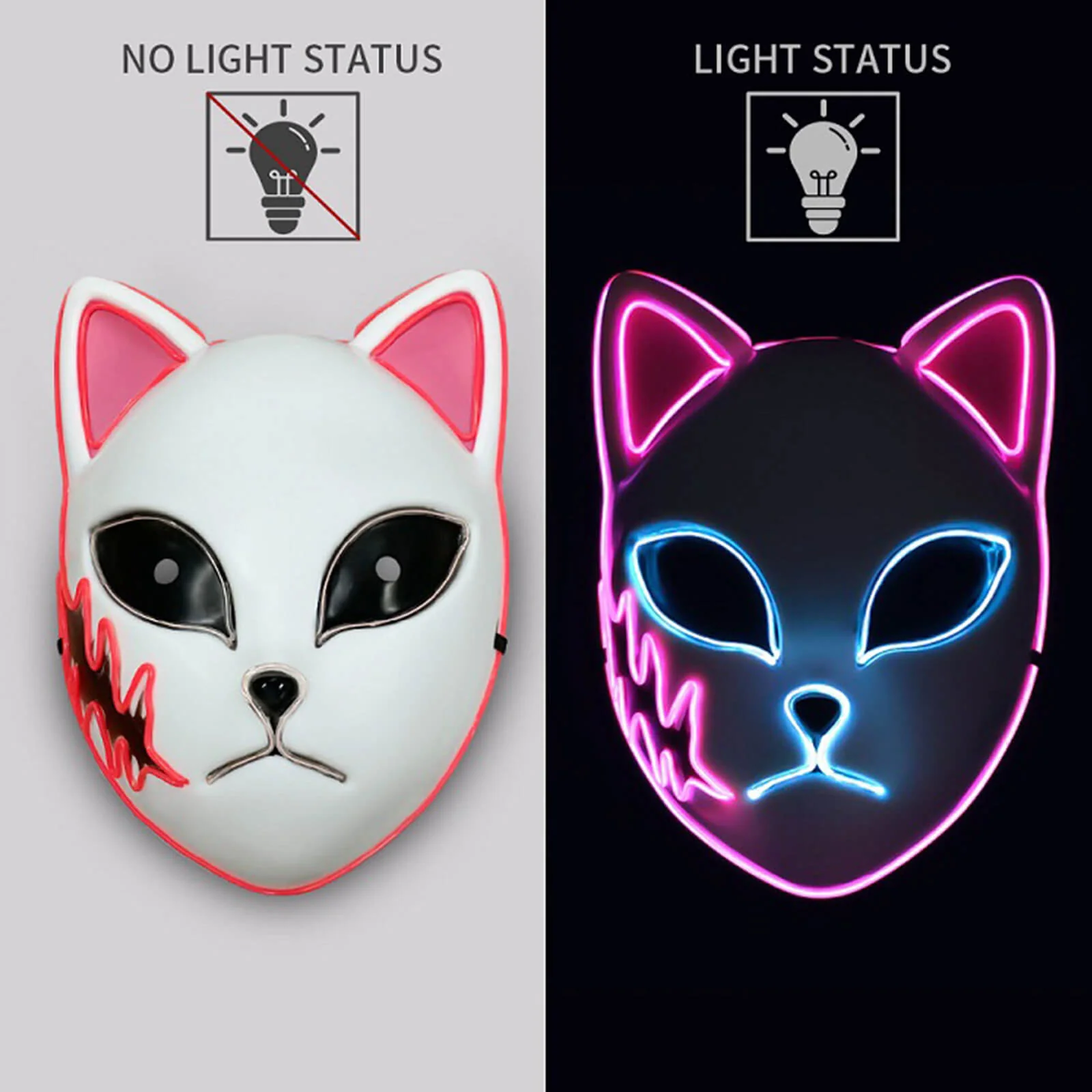 Tanjiro Sabito Mokomo Demon LED Mask Fashion Cosplay Mask Halloween Party Props - Image 4