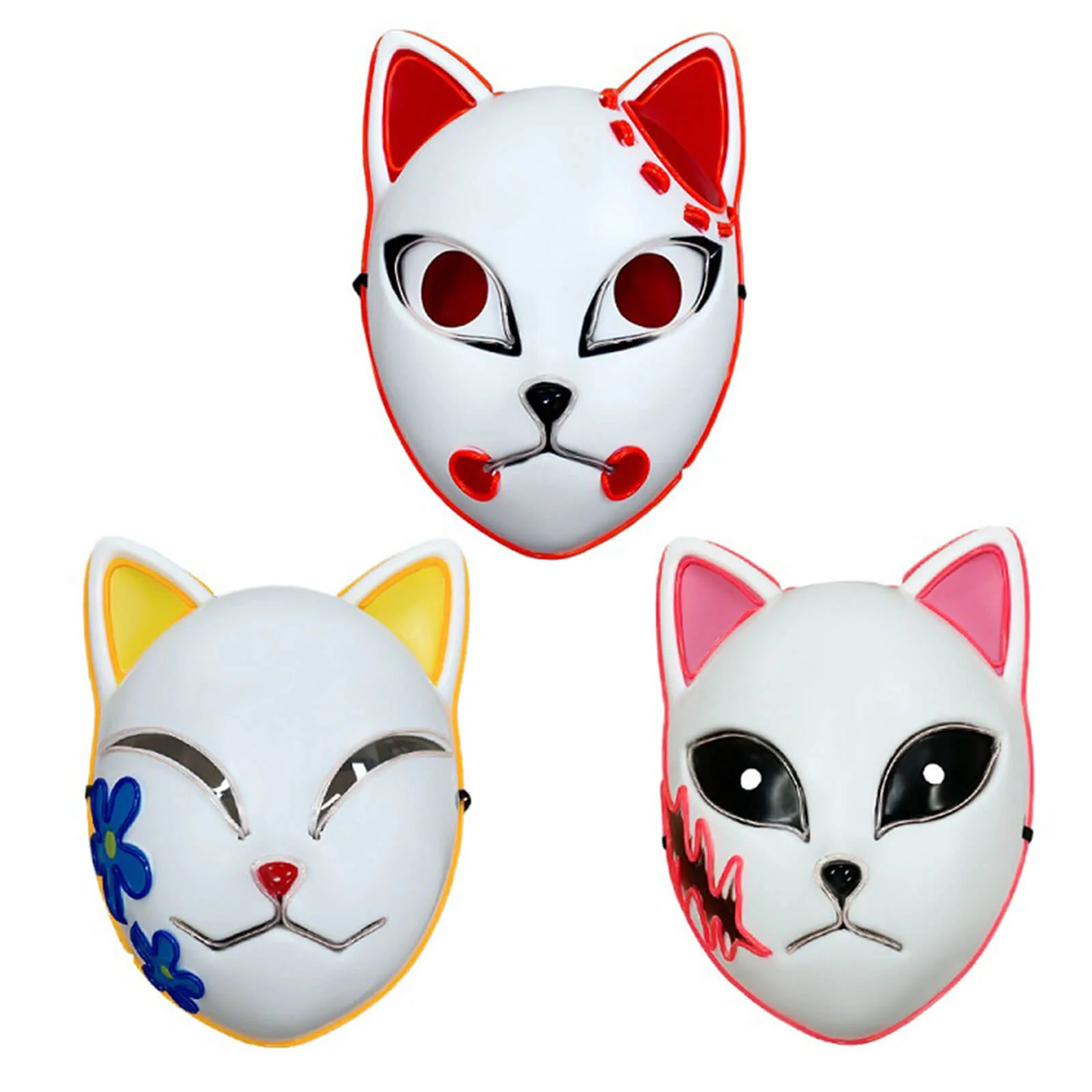 Tanjiro Sabito Mokomo Demon LED Mask Fashion Cosplay Mask Halloween Party Props - Image 7