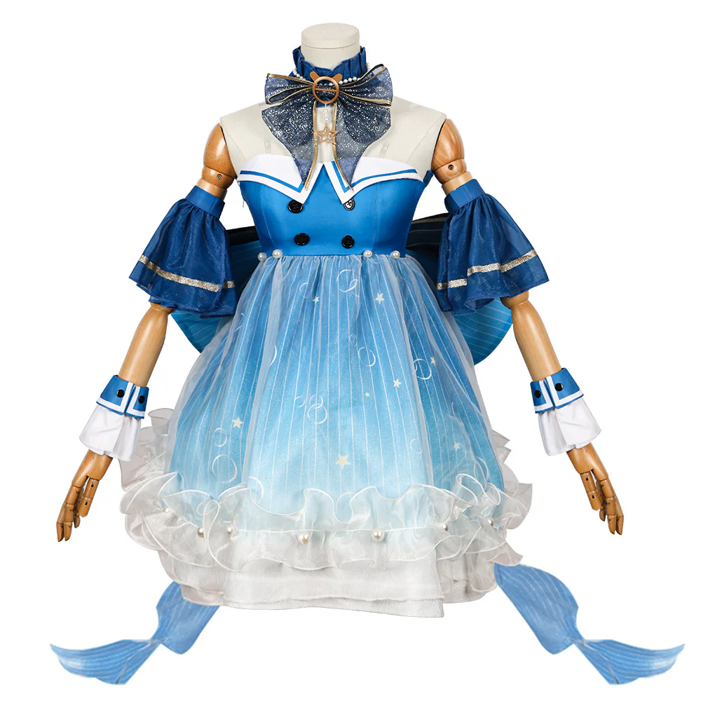 Teens Bubbly Voyage Outfit Blue Starlit Gown with Tail for Game Player - Image 2
