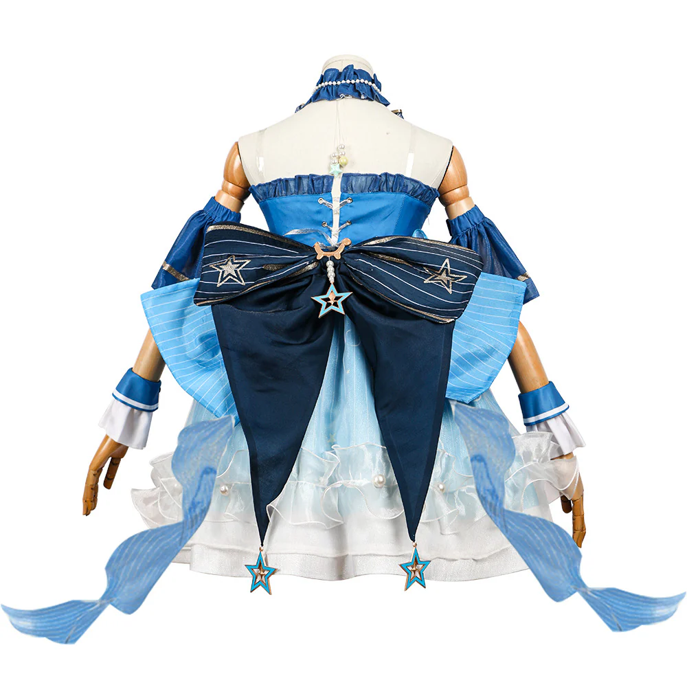 Teens Bubbly Voyage Outfit Blue Starlit Gown with Tail for Game Player - Image 4