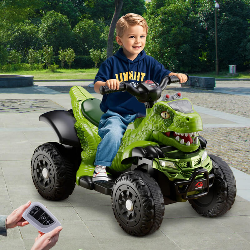 12V Remote Dinosaur Ride-on Car Toddler Electric Dino ATV 4-wheel Dual Drive Parental Remote Control Electric Car