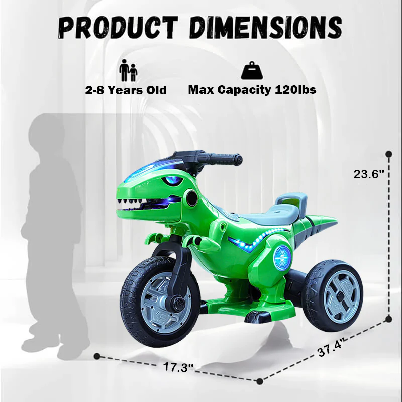 Remote Ride-on Dinosaur Toy 12V Parent-Friendly Ride On Motorcycle Car with Bluetooth Music Lights - Image 13