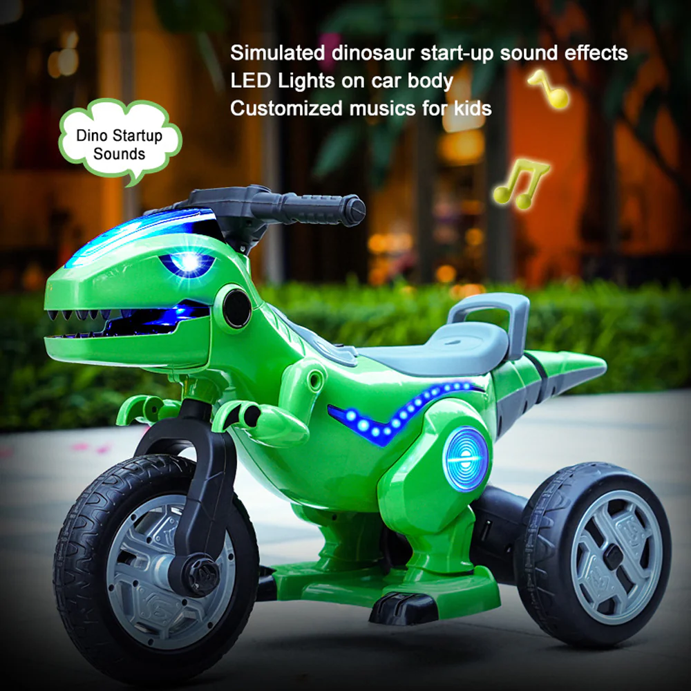 Remote Ride-on Dinosaur Toy 12V Parent-Friendly Ride On Motorcycle Car with Bluetooth Music Lights - Image 6