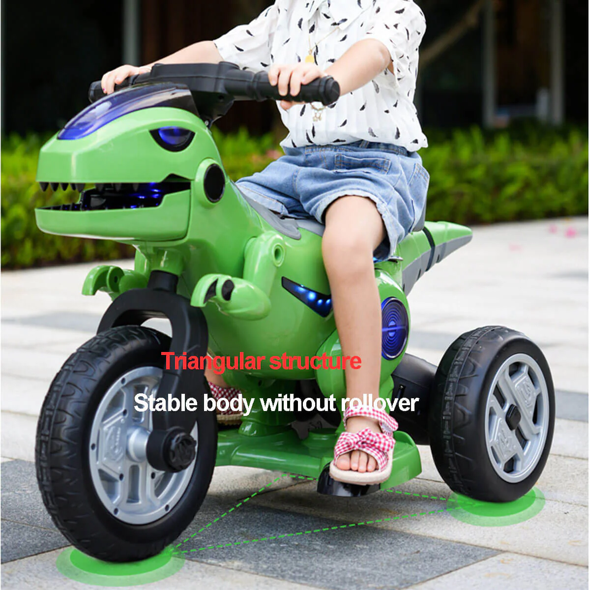 Remote Ride-on Dinosaur Toy 12V Parent-Friendly Ride On Motorcycle Car with Bluetooth Music Lights - Image 8