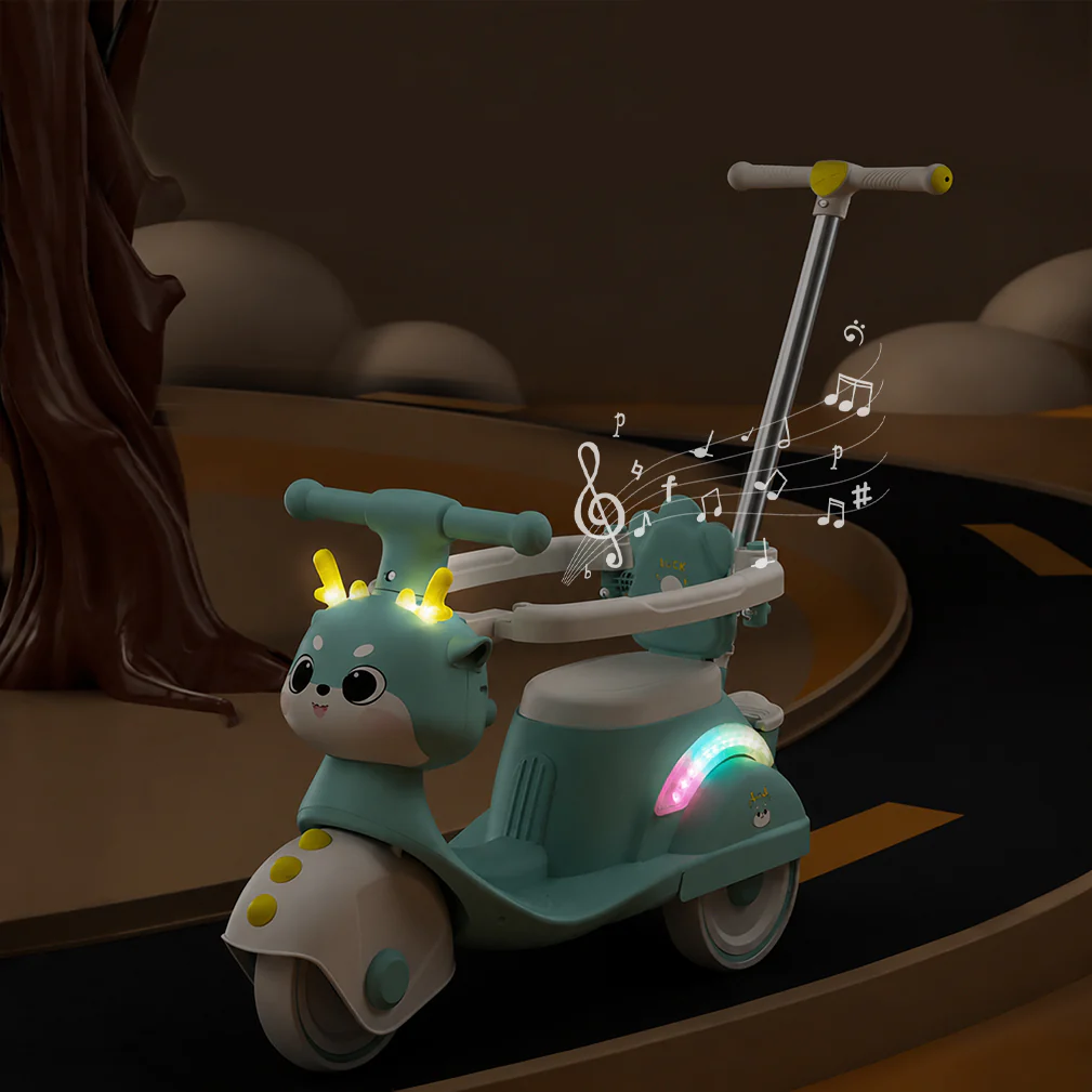 Cute 3-IN-1 Ride on Car Cartoon Baby's Push Car with Detachable Handle and Guardrail - Image 11