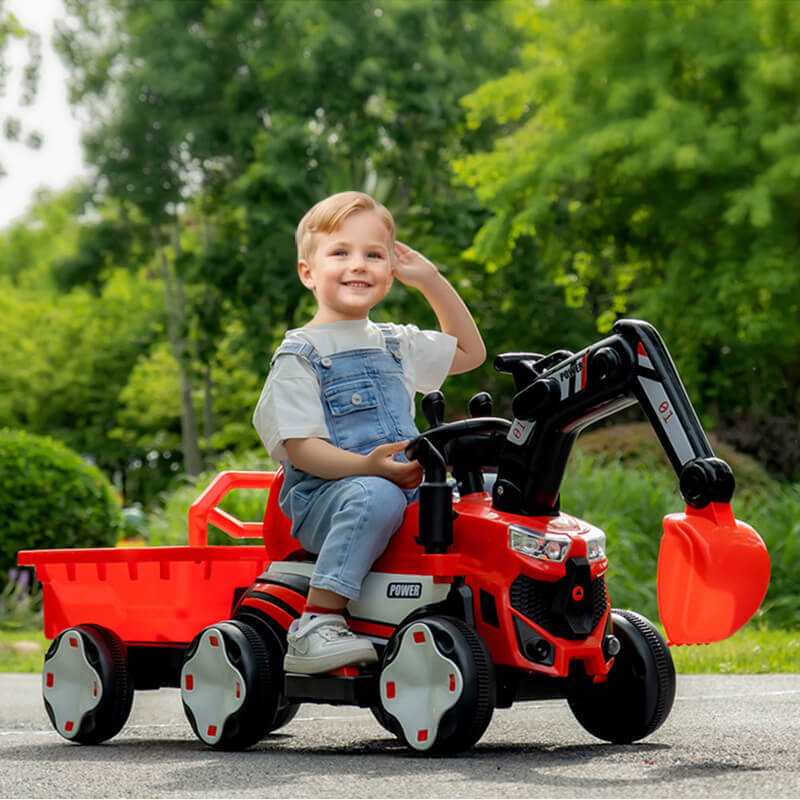 Toddler 6V Digger with Liftable Wagon Electric Excavator Outdoors Ride On Toy - Image 3