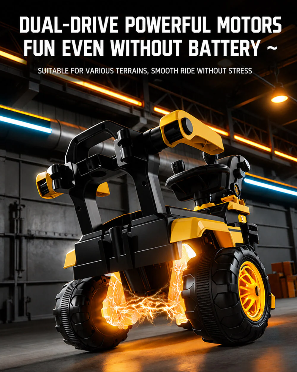 Toddler 6V Ride On Push Car 3-in-1 Electric Excavator with Detachable Push Handle and Safety Guardrail - Image 3