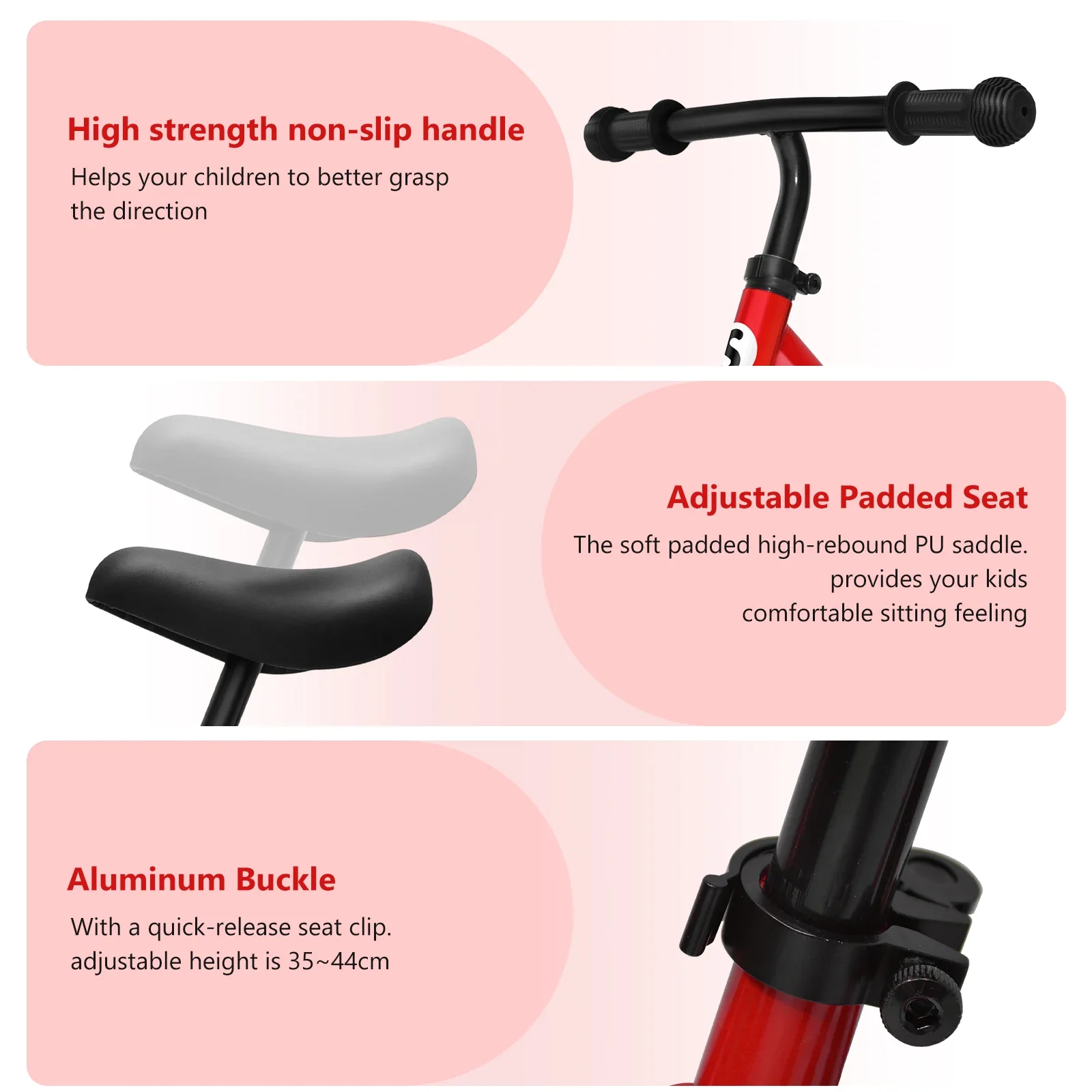 Toddler Balance Bike Lightweight Bike Adjustable Seat and Handle No Pedal Car - Image 6