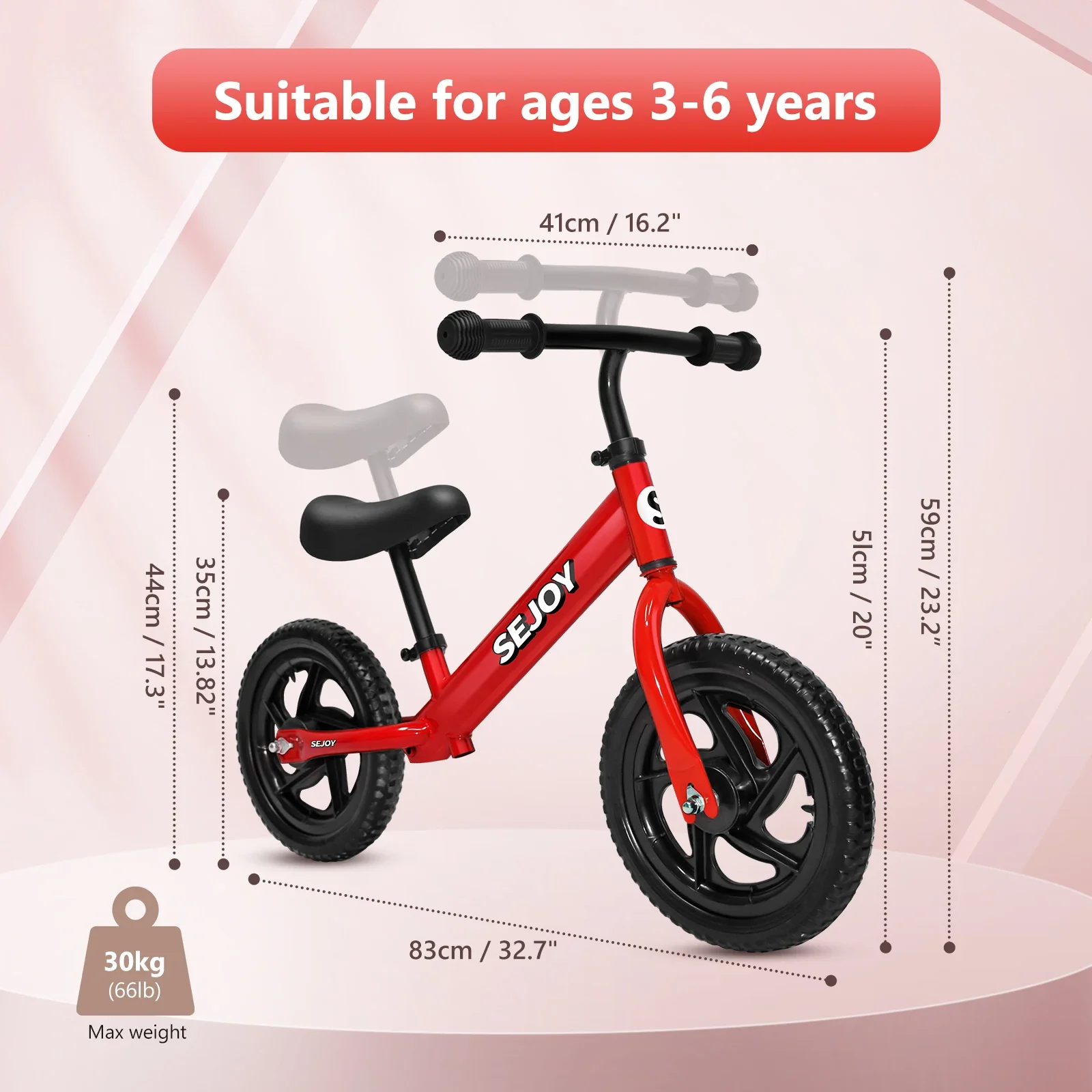 Toddler Balance Bike Lightweight Bike Adjustable Seat and Handle No Pedal Car - Image 8