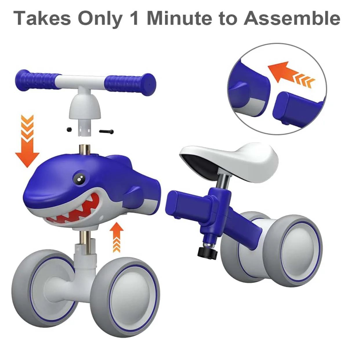 Toddler Balance Bike Shark Bike 4 Wheels No Pedal Ride-on Toys For Boy Girls - Image 8