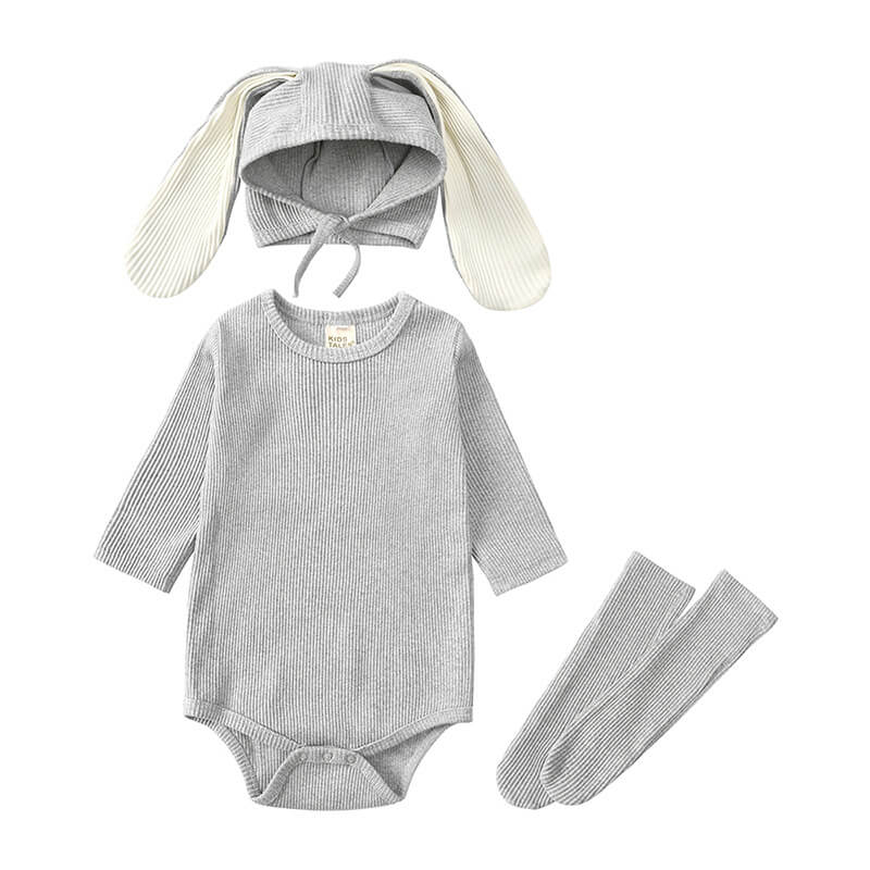 Toddler Bunny Outfit Rabbit Ears Hat Baby Romper and Stocking Set for Easter - Image 3