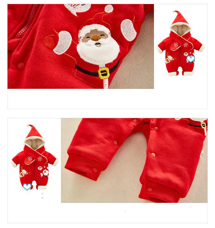 Toddler Christmas Costume Thick Warm Infant Clothes Cute Elk styling Girls Boys Jumpsuit - Image 3