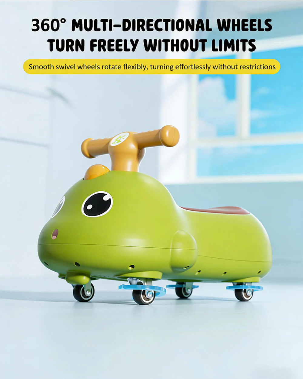 Toddler Dinosaur Wiggle Car 360° Silent wheels Anti-rollover Sliding Car with Light Music - Image 4