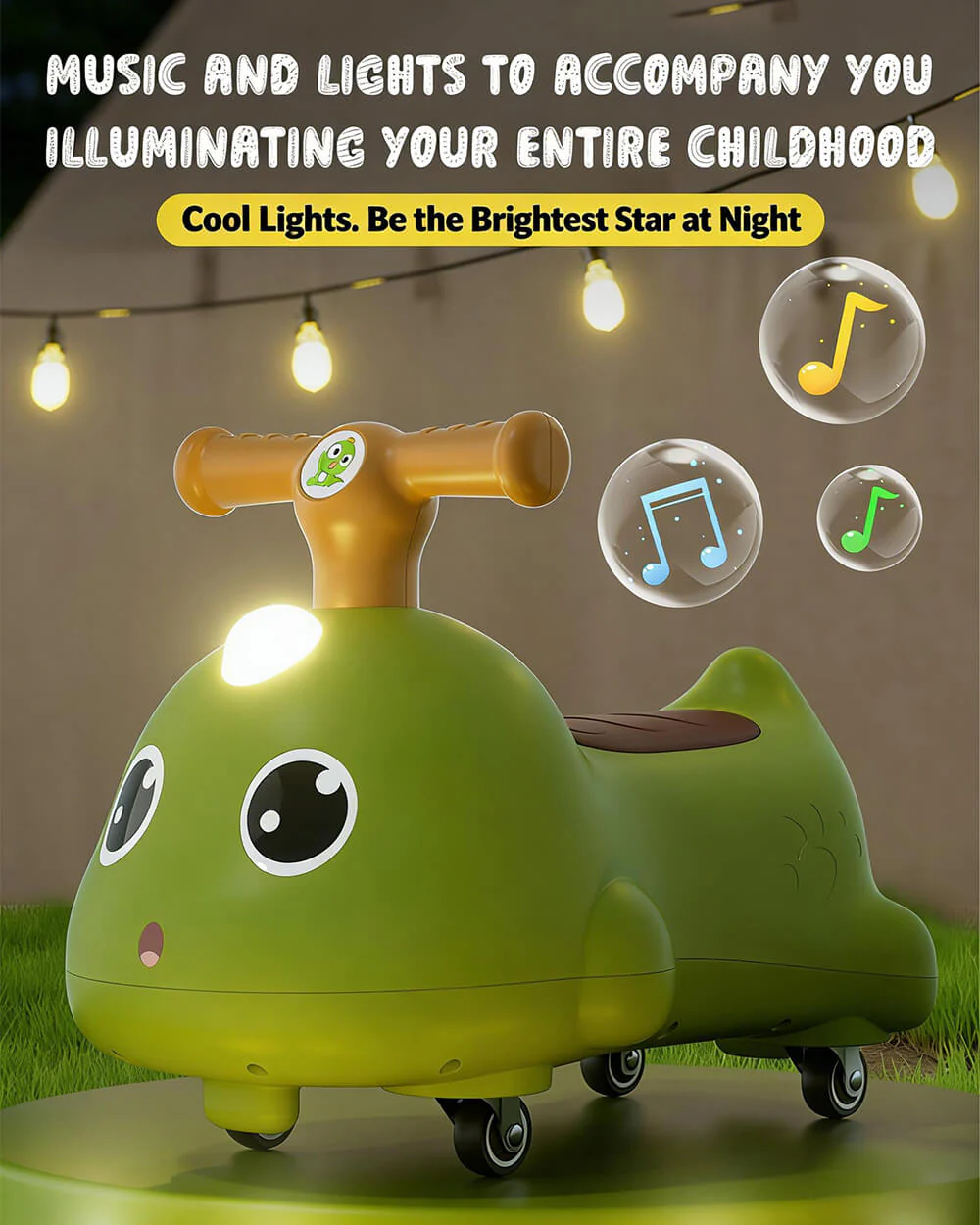 Toddler Dinosaur Wiggle Car 360° Silent wheels Anti-rollover Sliding Car with Light Music - Image 8