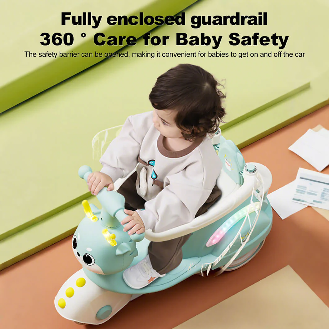 4-IN-1 Electric Push Car Toddler 6V Cartoon Ride-on Toy with Training Wheels and Detachable Handle - Image 6