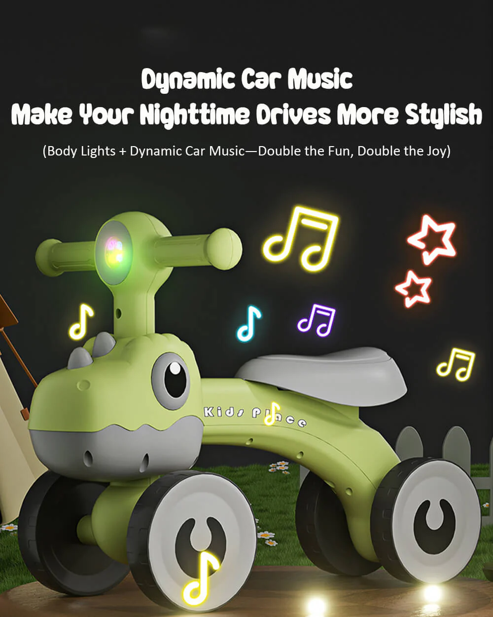 Toddler Four-wheeled Balance Bike 135° Limited Steering Ride on Car with Light Music - Image 6