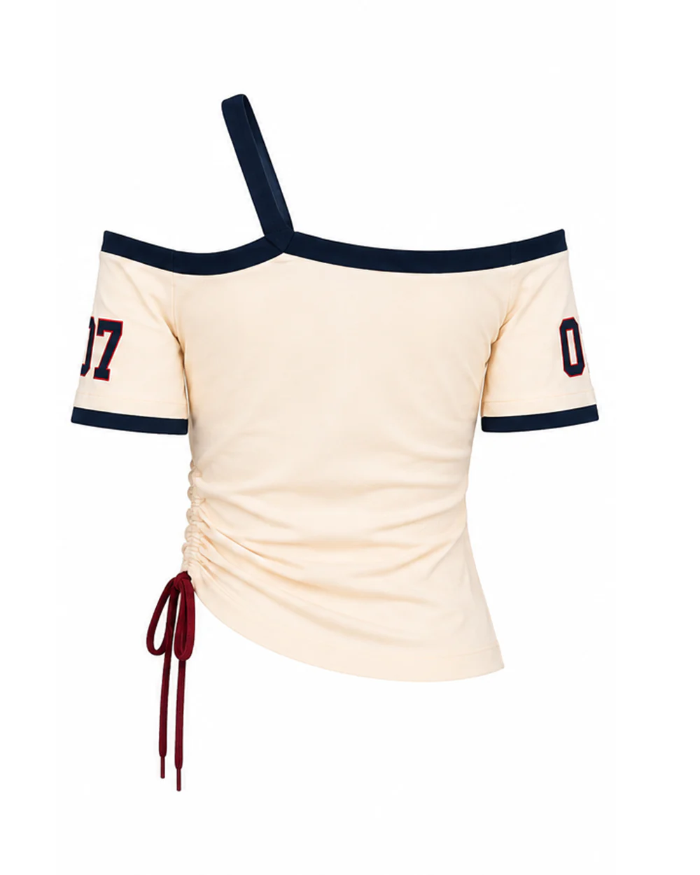 US Women's Jersey White Off Shoulder Crop Drawstring Tee for Stadium Sports Cheering - Image 14