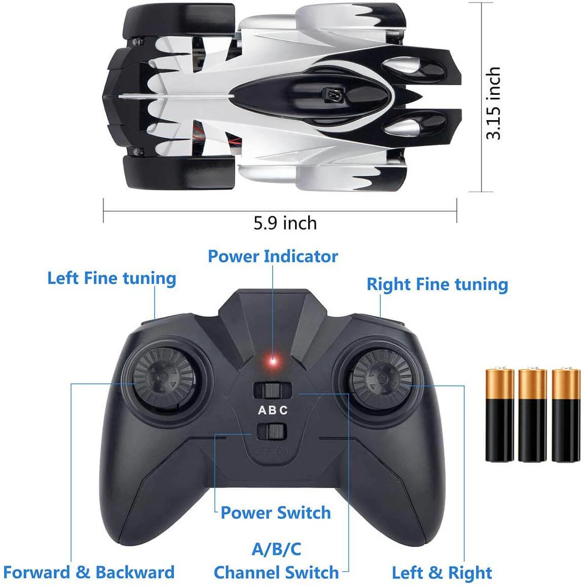 Wall Climbing RC Car Remote Control Toy 360° Rotating Stunt Car - Image 12