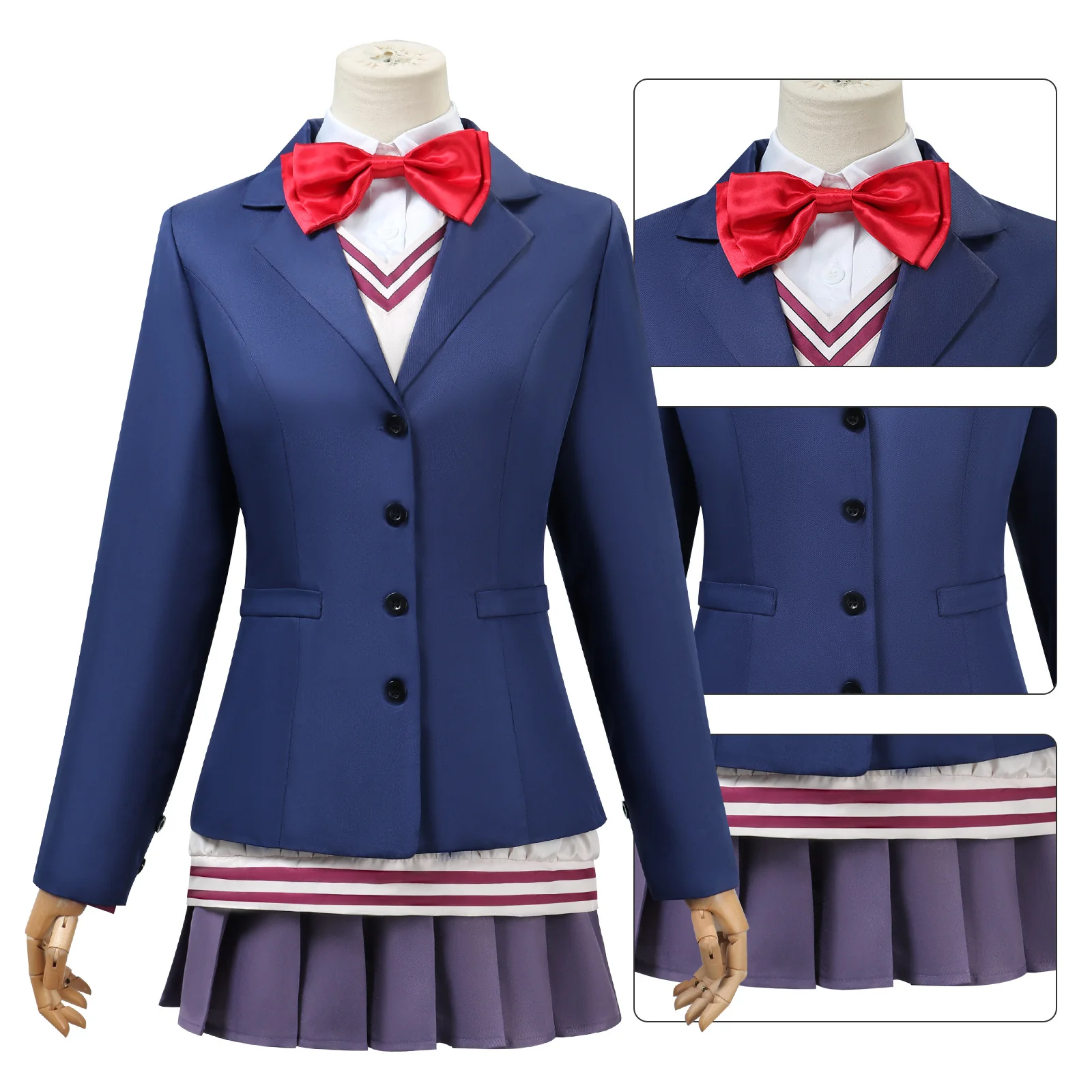 Women Aira Shiratori Costume Blue Uniform Full Set for Dress Up Party - Image 5