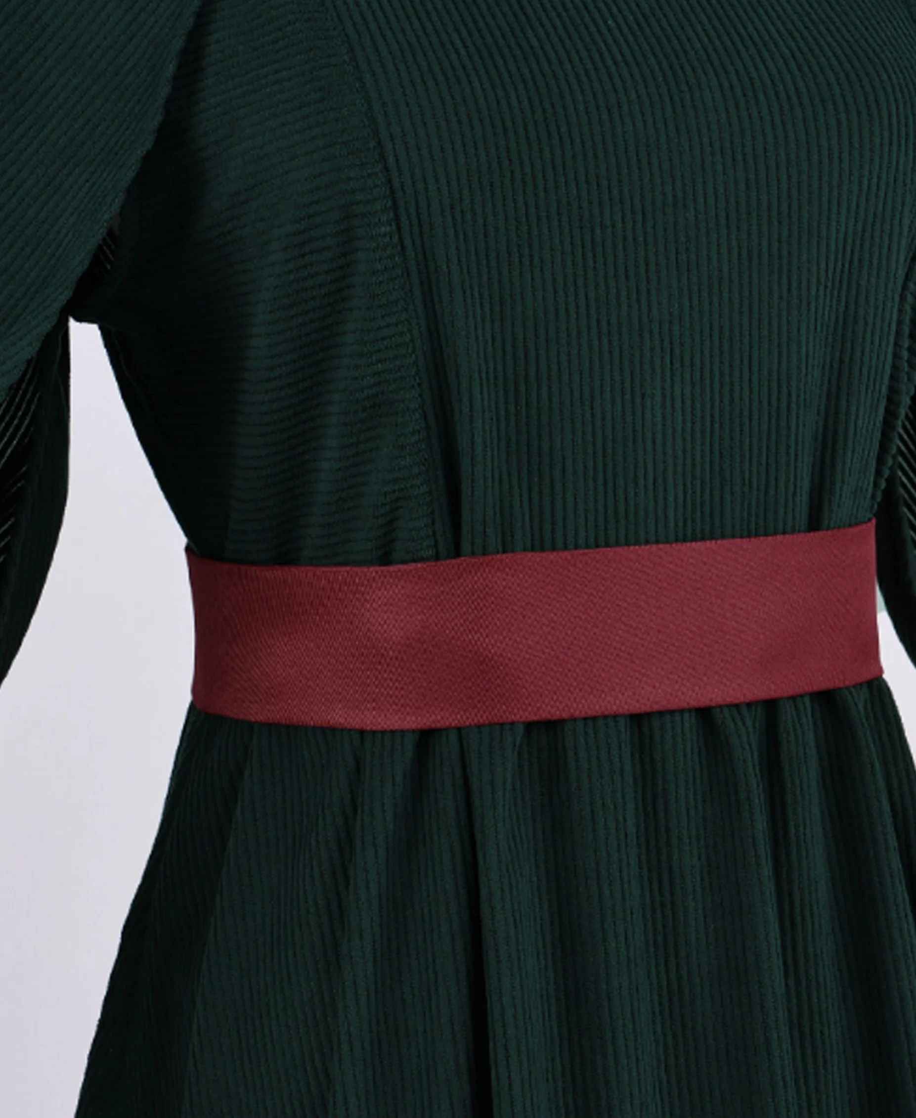 Women Ancient Greek Queen Dress Dark Green Flowing Toga Gown with Lace Collar and Belt for Halloween Cosplay - Image 8