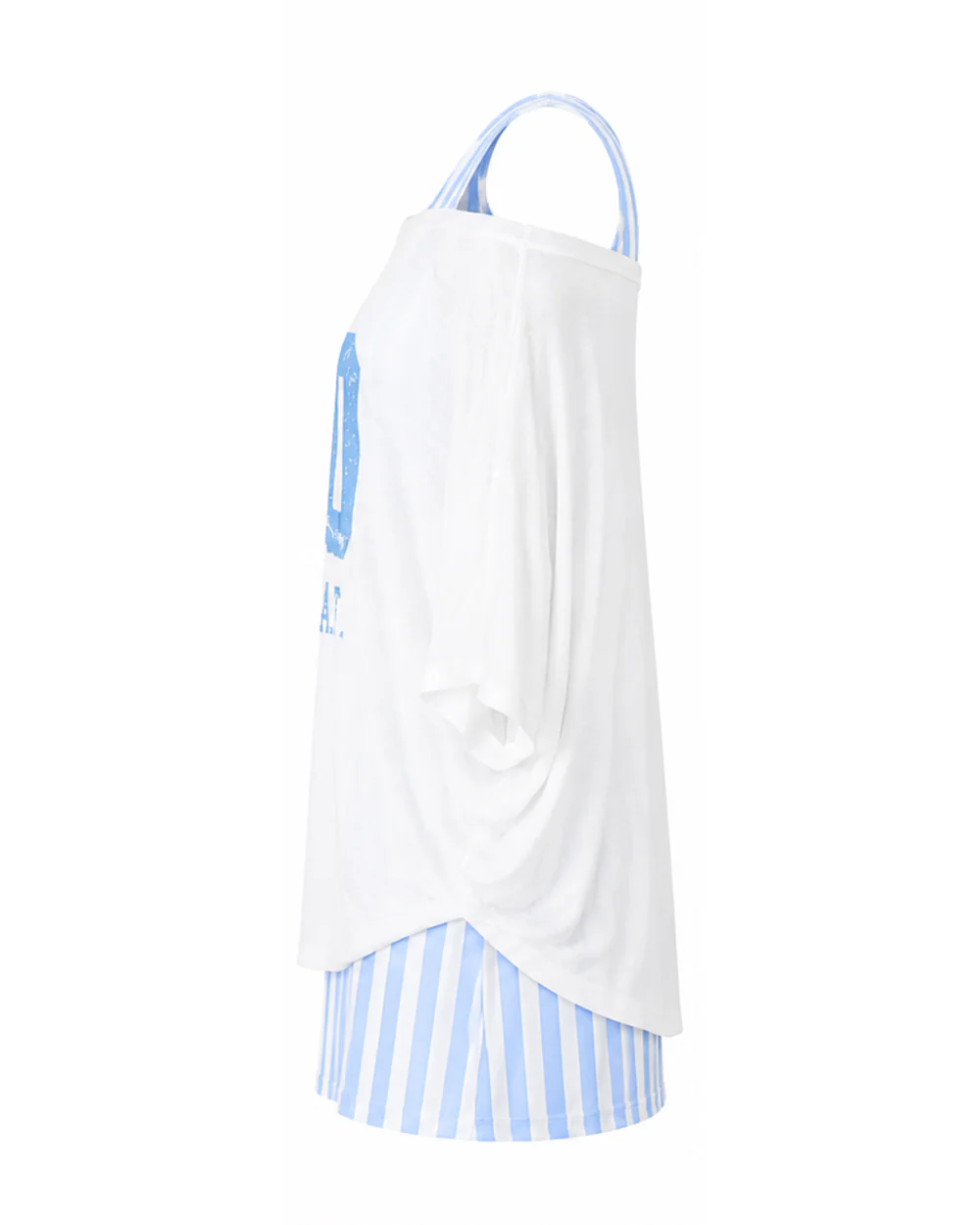 Women Argentina Jersey Off-Shoulder Sky Blue White Shirt and Dress 2pcs Suit for Match Day and Beach Vacation - Image 13