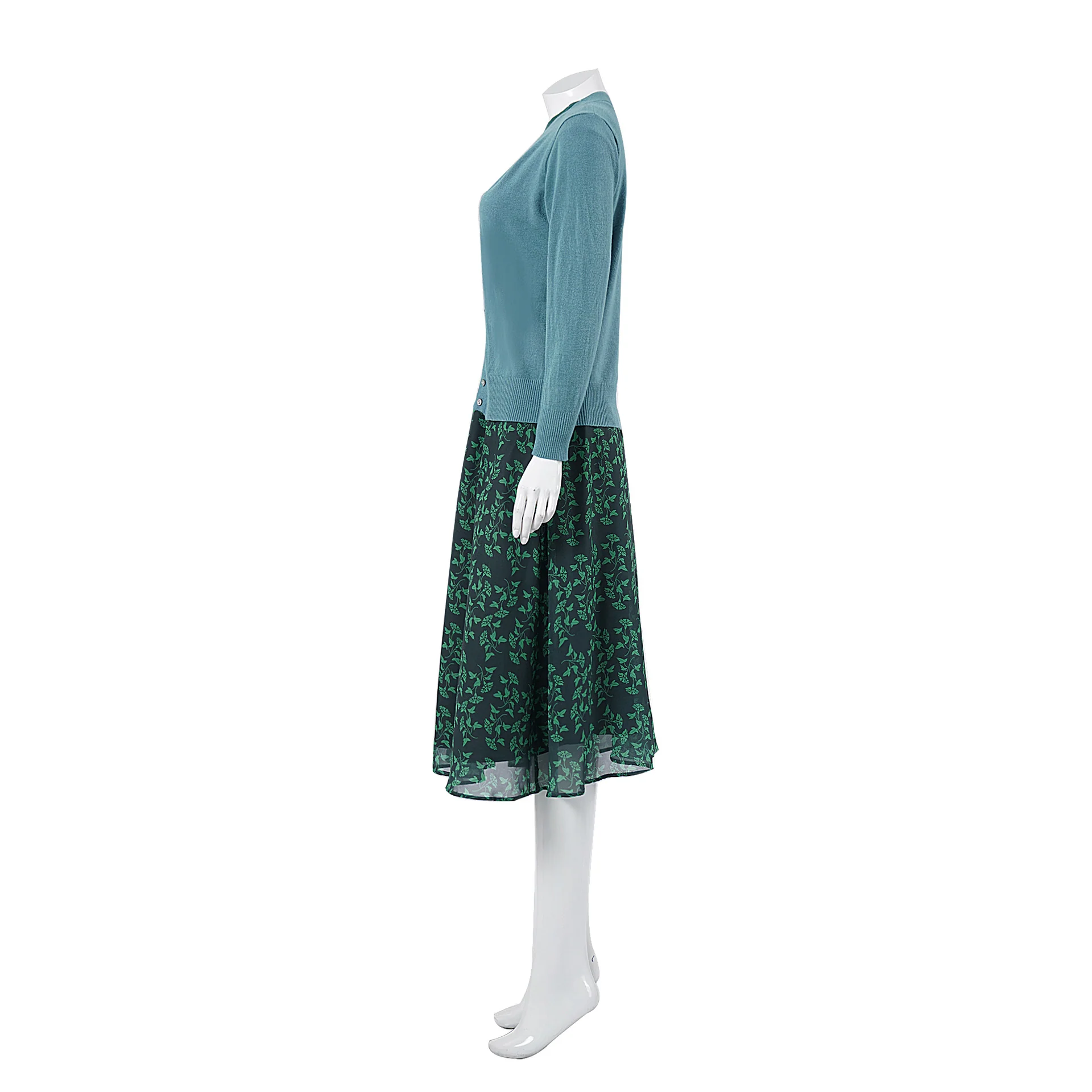 Women Blue Cardigan Girl Costume Misfit Sister Cosplay Outfit T-shirt Cardigan and Skirt - Image 5